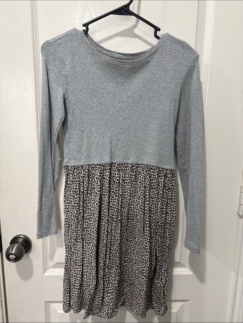 GAP Girls Grey Top with Leopard-Print Skirt Dress
